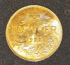 Goldm&uuml;nze 10 SFR "Vreneli" (Schweiz)  1922 B