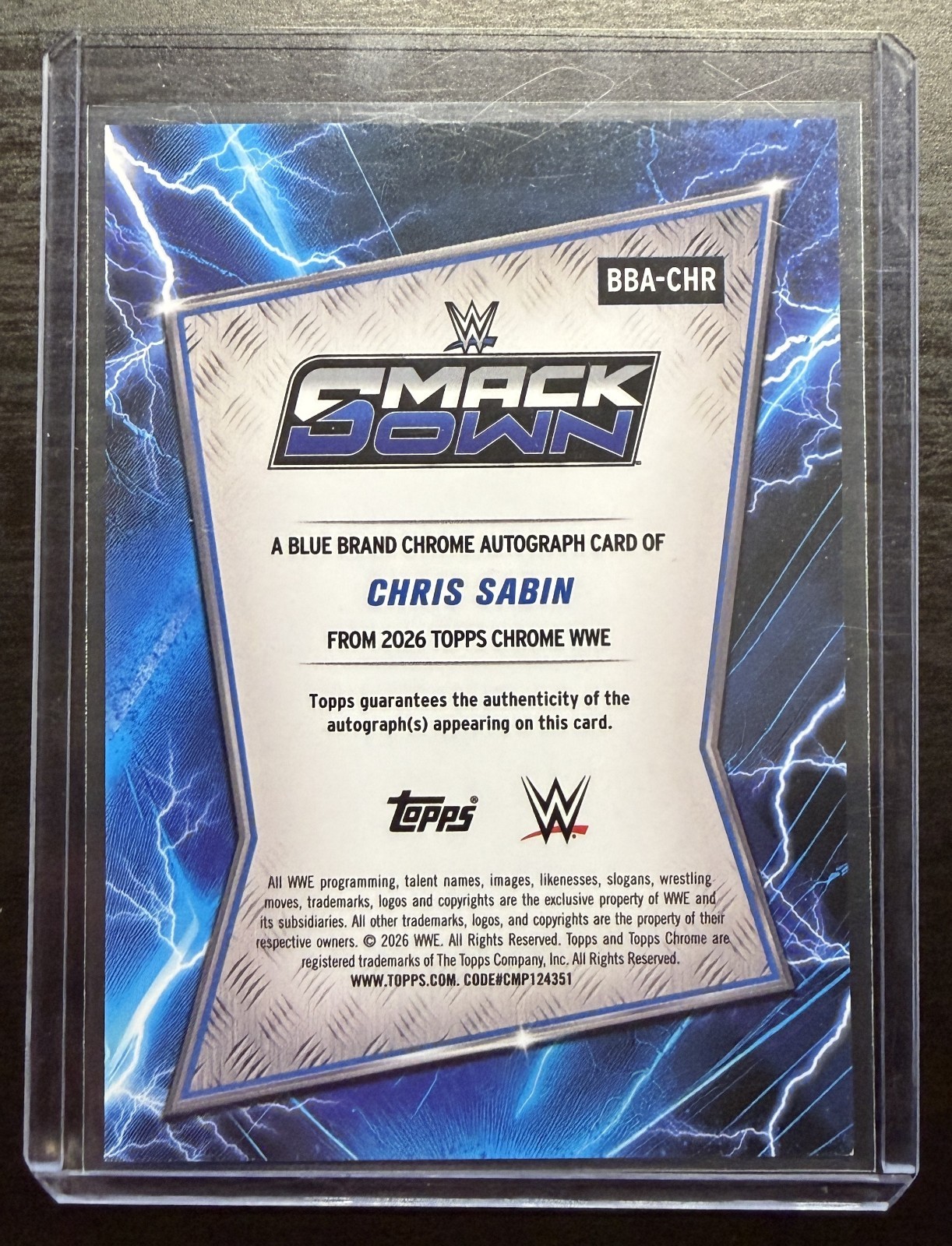 Chris Sabin #BBA-CHR 2026 Topps Chrome WWE Blue Brand Auto view 2