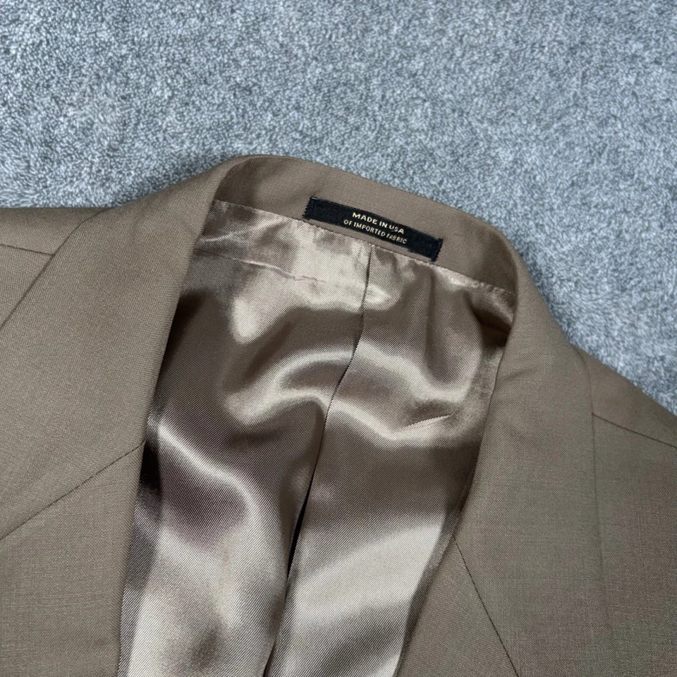 Chaqueta Blazer Hart Schaffner Marx Micron 2000 Lana Marrón Dorado Botón 48R Nueva con Etiquetas EE. UU. Foto 2 de 4
