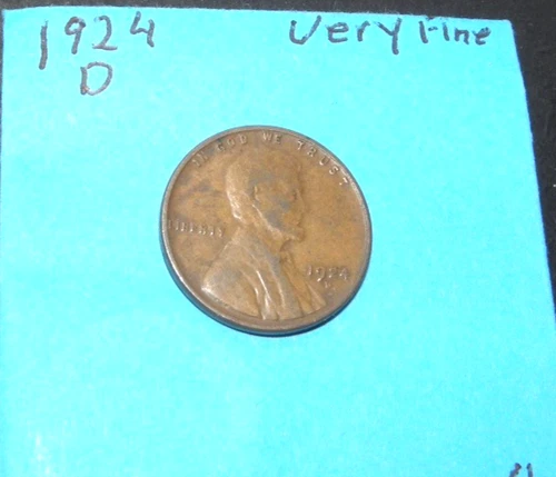 1924 D  WHEAT CENT   VERY FINE  # 4