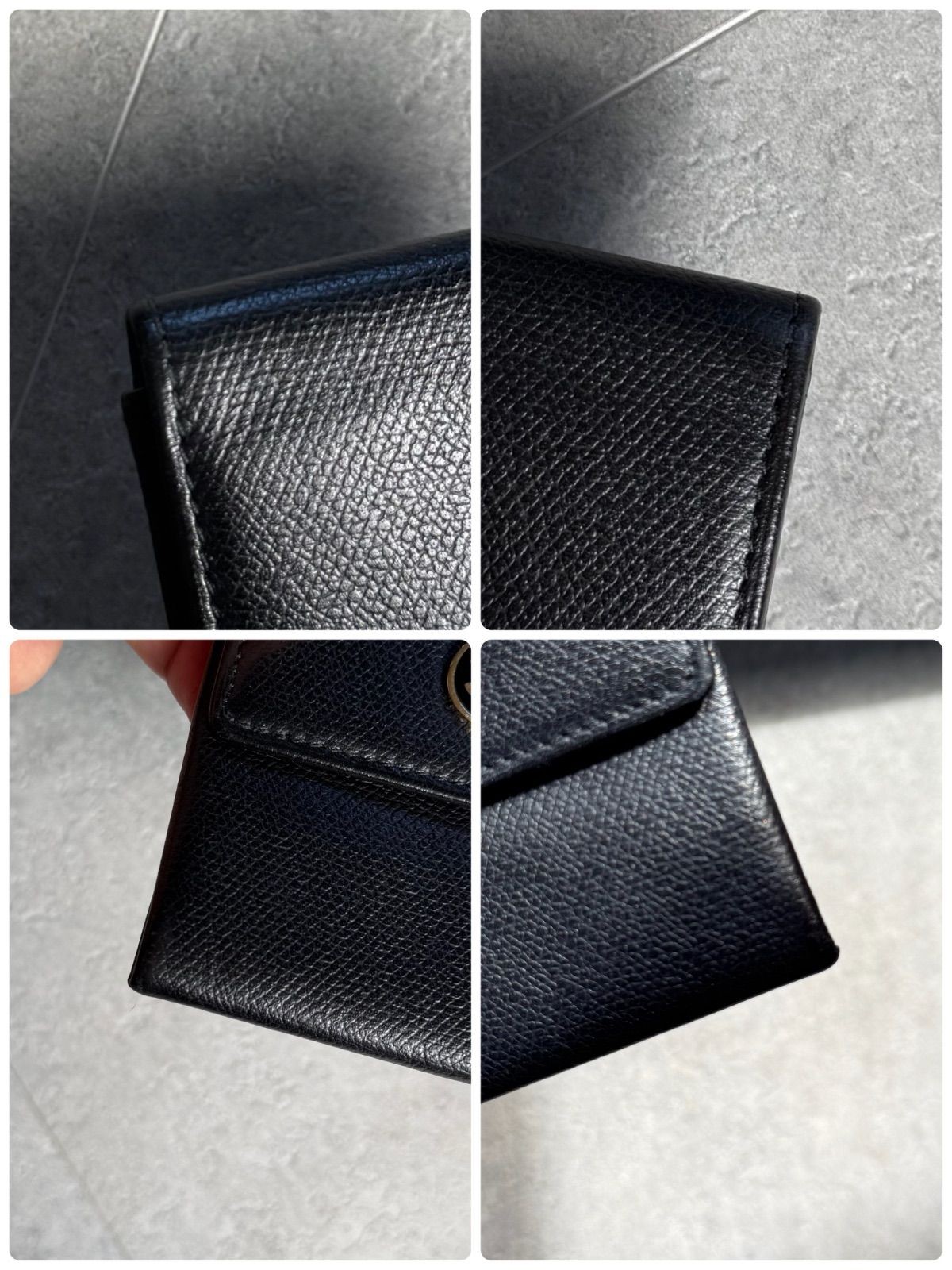 Chanel Coco Button Mark Leather Coin Case Black G… - image 7