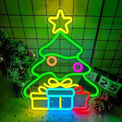 Merry Christmas Xmas Santa Claus LED Neon Sign With Dimmer USB Powered Light DO