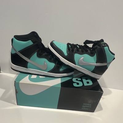 Nike SB Dunk Diamond Supply Co.  PRM Aqua Chrome Black Men's Size 8.5 Medium 