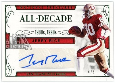 Jerry Rice 2016 Panini National Treasures All-Decade Green Auto 4/5