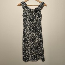 y2k BCBGMaxazria Floral Off Shoulder Side Slit Knee Length Dress sz XS Black