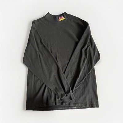Vintage Mock Neck Heavyweight Long Sleeve Embroidered Tee - XL