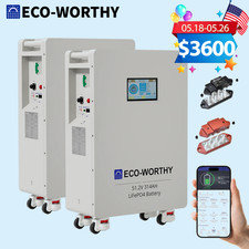 ECO-WORTHY 32.15kWh 2Pack 48V 314AH LiFePO4 Battery Vertical Standing Backup