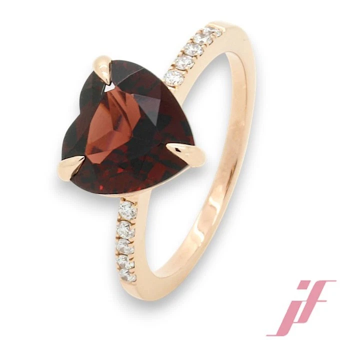 Frank Trautz Ring 585 Roségold mit Diamanten 0,14 ct & Granat 3,30 g  W 56 - Bild 1 von 4