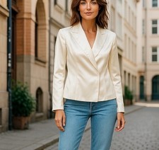 Talbots Ivory Pure Silk Quiet Luxury Women  s Lined Jacket Blazer Size 6