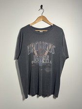 Vintage 90s Trench Denver Broncos Striped 75th Tee XL Distressed Faded USA Made