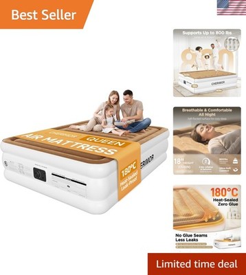 Queen Air Mattress with Built in Pump, 180°C Heat-Sealed Leak-Proof, 18'' Rais...