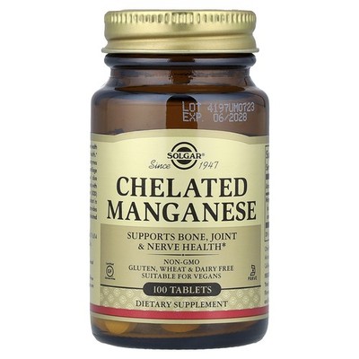 Chelated Manganese, 100 Tablets (8 mg per Tablet)