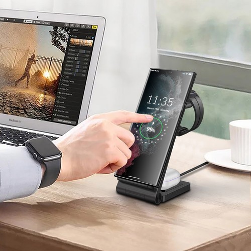 3in1 Wireless Charger Fast Charging Dock For Galaxy Watch Samsung S23 S22 Note20 - Picture 11 of 26