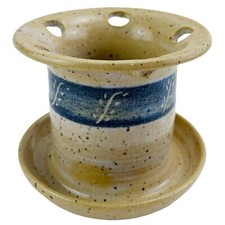Vintage Studio Art Pottery Planter Pot Toothbrush Sponge Pen Holder Speckled 4"