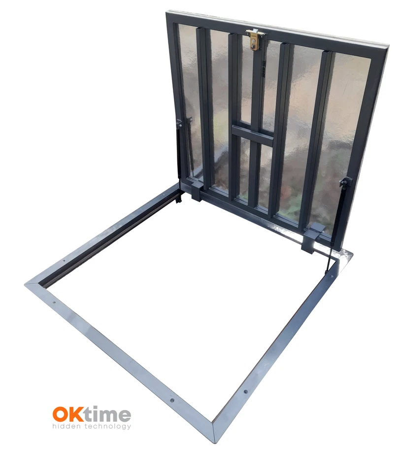 OK TIME Schachtabdeckung 90 x 90 cm Seitenscharniere, Bodenluke Schachtdeckel