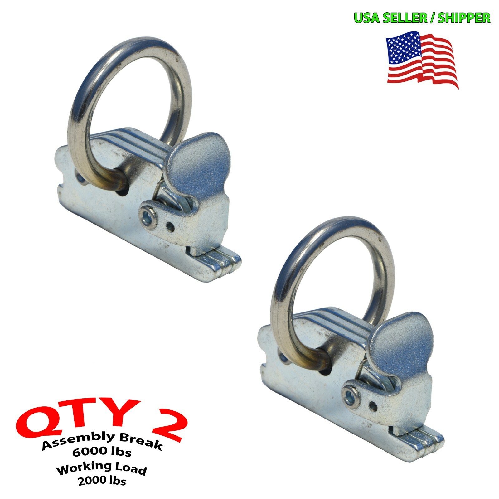 Cargo Equipment Corp 6-Pack E-Track Tie Off Rings - 1000 Lb Capacity White D-Rings For Trucking