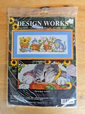 NOS Design Works Flowerpot Cats 9" x 24" Counted Cross Stitch Kit 9425 NIP!