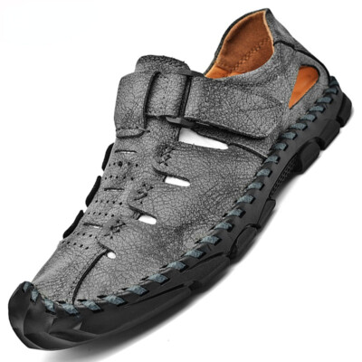 Summer Men's Sandals Breathable Leather Roman Outdoor Non-slip Walking Slippers 