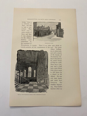 Kensington Palace Staircase Tree Lined Walk South London England c. 1888 Print