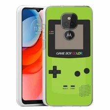 (Green GameBoy)ShockProof TPU phone case cover(Clear)for Moto G Play(2021)