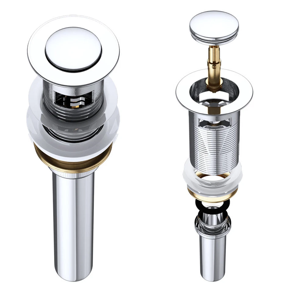 Design Automatik-Ablaufganitur Push-Open Pop-Up-Ventil Abfluss aus Chrom - Bild 3 von 4