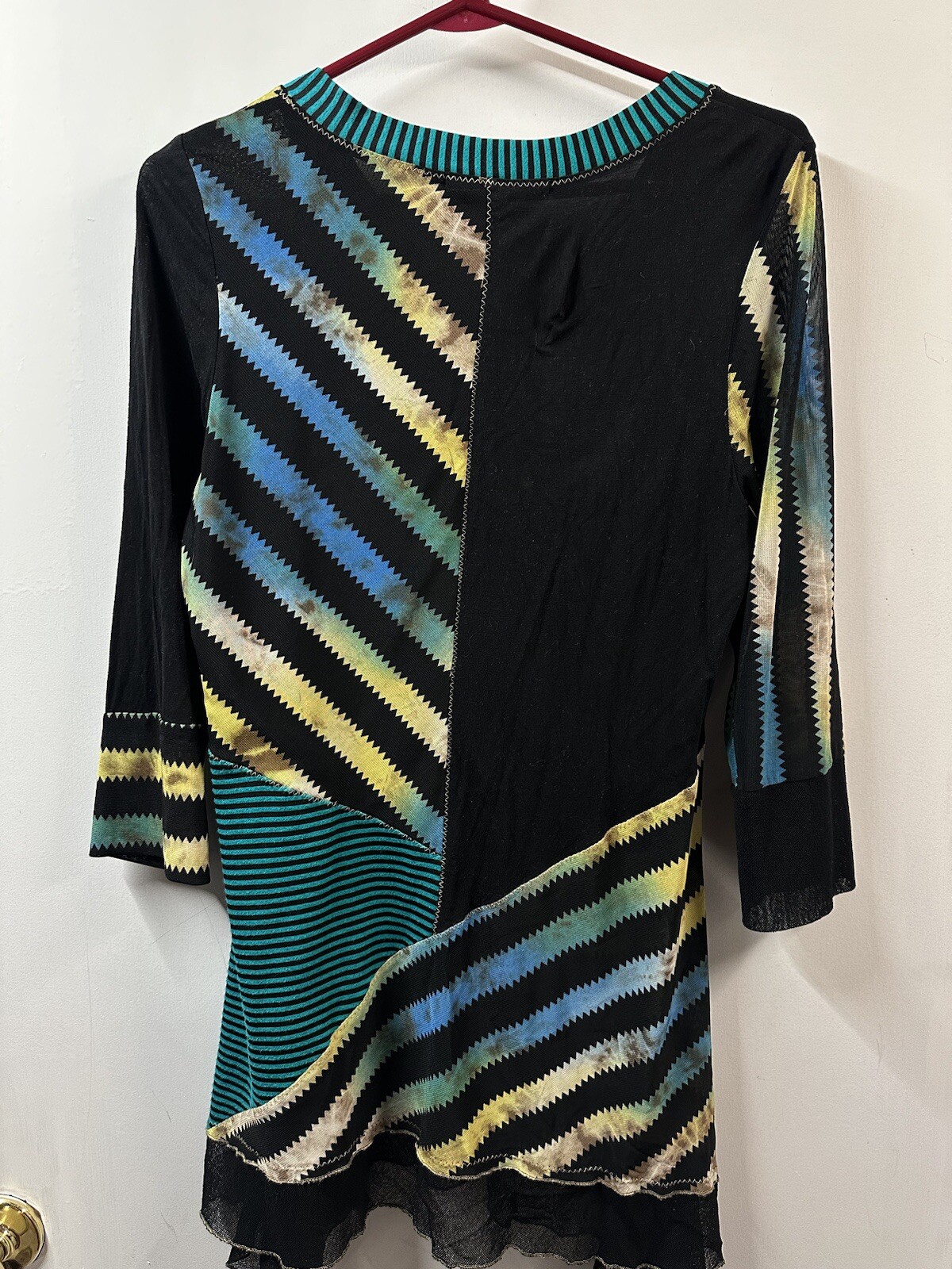 Lior Paris Multicolor Patchwork Pattern Tunic Top… - image 2