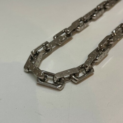 Louis Vuitton M64196 Collier Chain Necklace Monogram Silver L54 