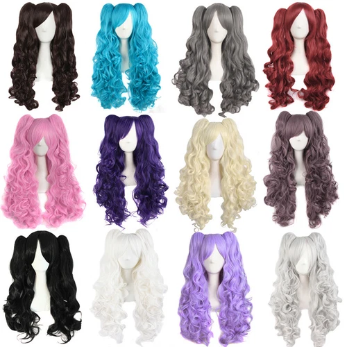 Mapof Beauty 28" Long Wavy Cosplay Wigs Lolita Curly Wavy 2 Ponytail Hair - Picture 2 of 47