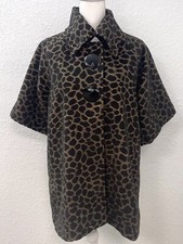 Luii Anthropologie Womens Small Animal Giraffe Mod S/s Swing Coat Jacket Euc