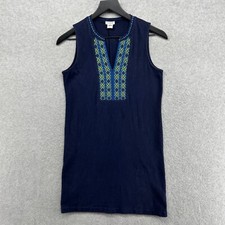 J.CREW Dress Womens Size XXS Blue Sleeveless V Neck Shift Embroidered