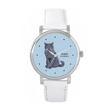 Toff London TLWS-31939 Ladies Blue British Shorthair Cat Watch