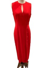Vintage 90’s Red Dress Crepe Party Evening Midi Valentine’s Sexy Sz 10 *Note