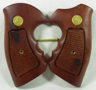 New, Wood checkered grips for Colt Python, Square/Round butt