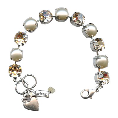 Bracelet By Mariana Charming Pearl Mineral and Peach Swarovski Crystals ...