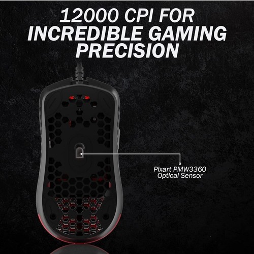 HK Gaming MIRA-M Ultra Lightweight Honeycomb Gaming Mouse 63G (Black) PMW3360 - Picture 8 of 8
