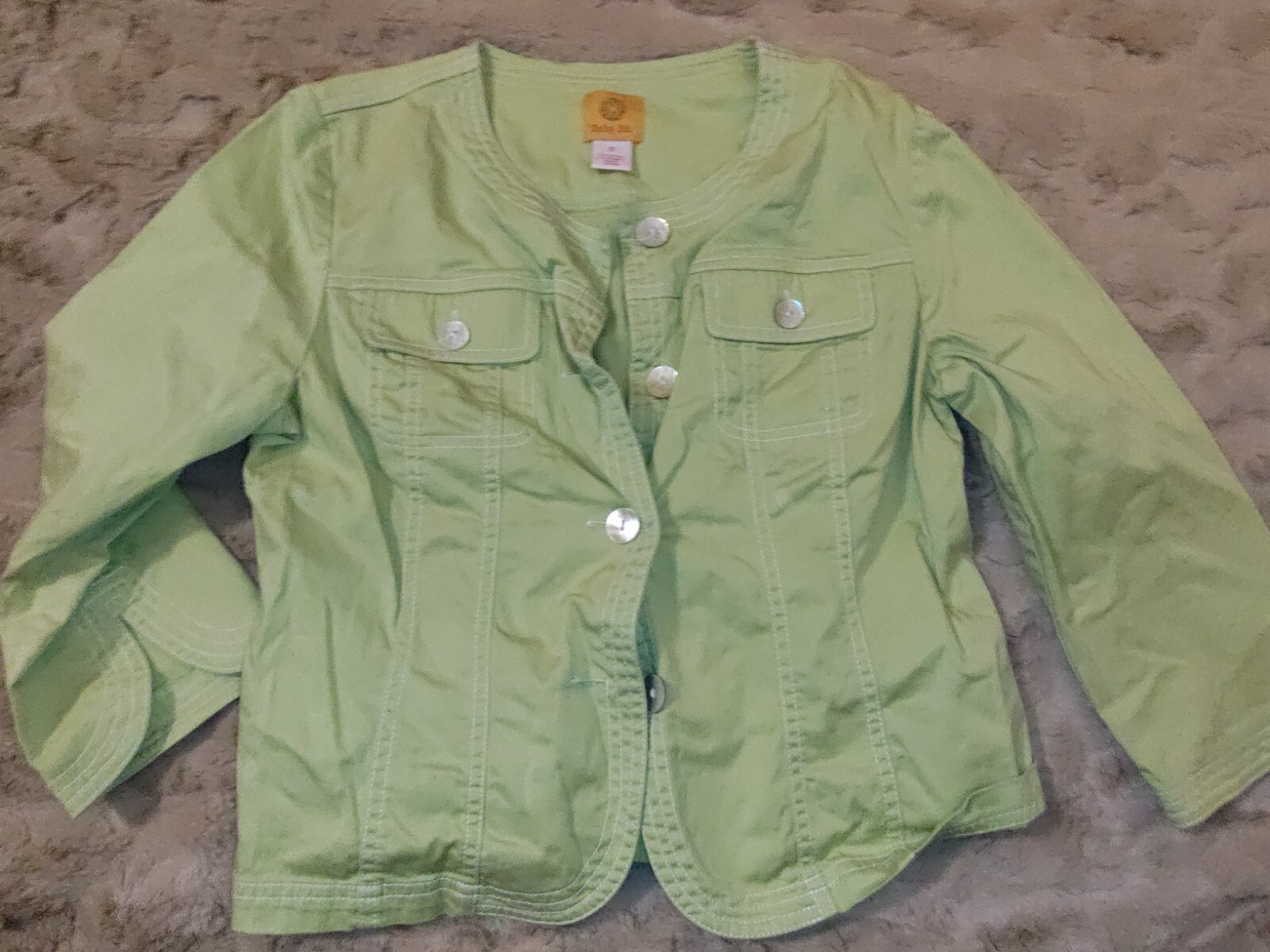 Size 4P Ruby Road Jacket Blazer Solid Shiny Lime … - image 1