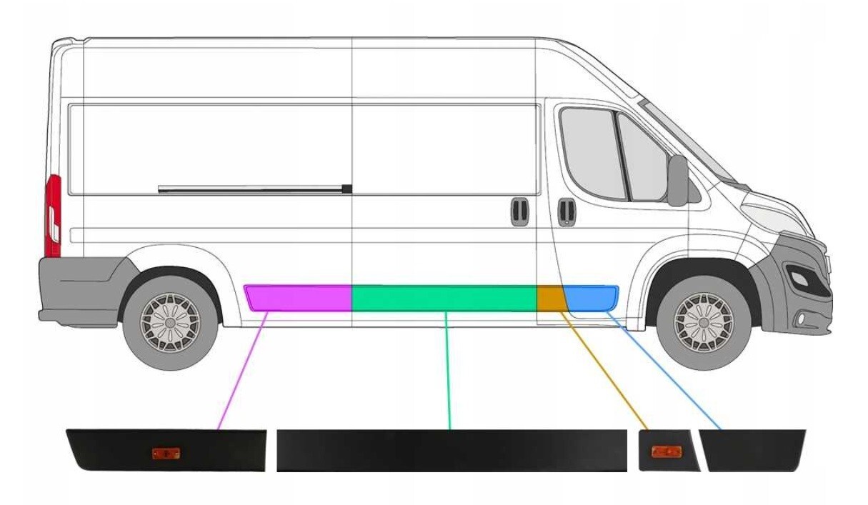 Baguettes de porte droite Fiat Ducato L3 L4 2014 protections latérales