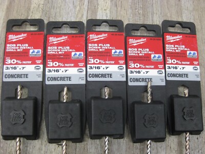 5 PCS Milwaukee SDS PLUS SCREW INSTALL DRILL BIT CONCRETE 48-20
