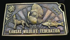 1986 Kansas Wildlife Federation Vintage Belt Buckle