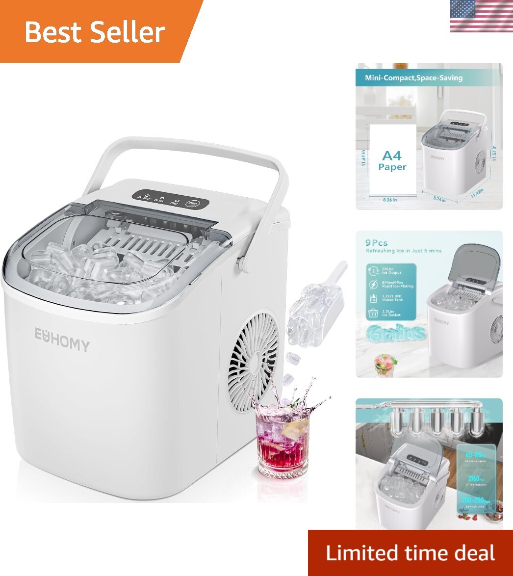 Effortless Ice Production: 26lbs Portable Ice Maker with Auto-Cleaning Feature-image