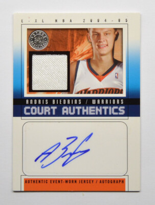 2004-05 E-XL Court Authentics Signatures Jerseys #AB Andris Biedrins 37/70
