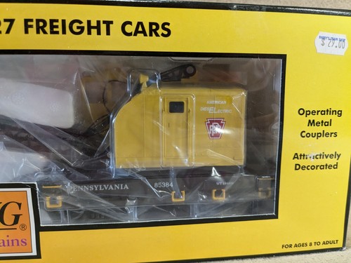 MTH Rail King O Scale 85384 Pennsylvania American Crane Car 30-7932 Yellow - Picture 5 of 24