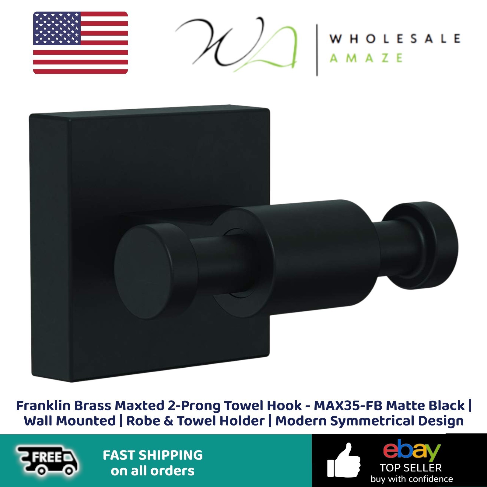 Hook - Max35-fb Matte Black | Wall Mounted