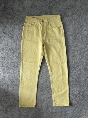 Levi s Fresh 501 Jeans Gelb W27 L28 Straight Leg Crop Botanical Dye NEU
