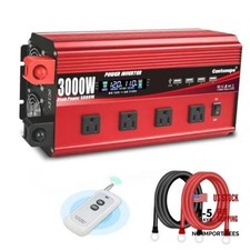 3000W Power Inverter 12V to 110V/120V DC to AC with LCD Display 3000W-12V Red
