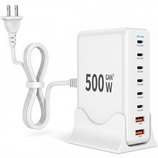 500W USB C Charger Block Charging Station,GaN3 8-Port Fast Charger Block with...