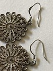 Vintage Sterling Silver Filigree Flower Dangle Earrings — photo 3