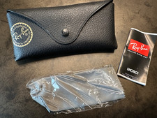 RAY BAN BLACK LEATHER SUNGLASS CASE - NO GLASSES W/ BOOKLET  CLEANING CLOTH