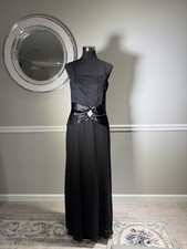 Aspeed Black Lace Bodice Satin Bow Gown Formal Evening Prom Dress Size M