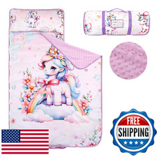 Toddler Nap Mat with Removable Pillow  Soft Minky Blanket, HNHUAMING Extra Larg